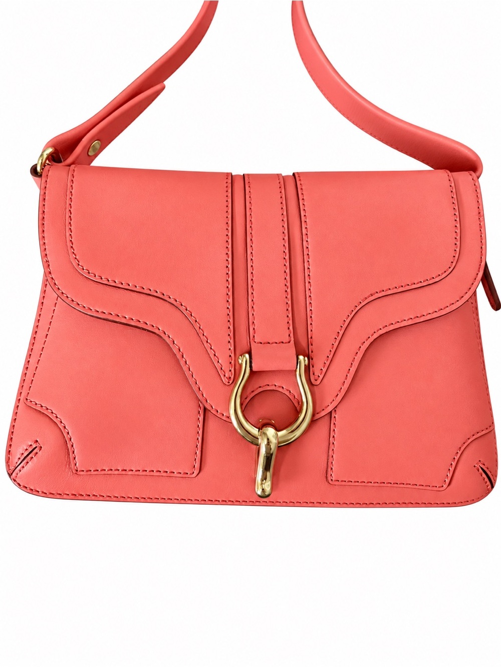 Kate Spade Sutton Gavin Coral Pink Leather Y2K Crossbody Shoulder Bag w/ Dustbag